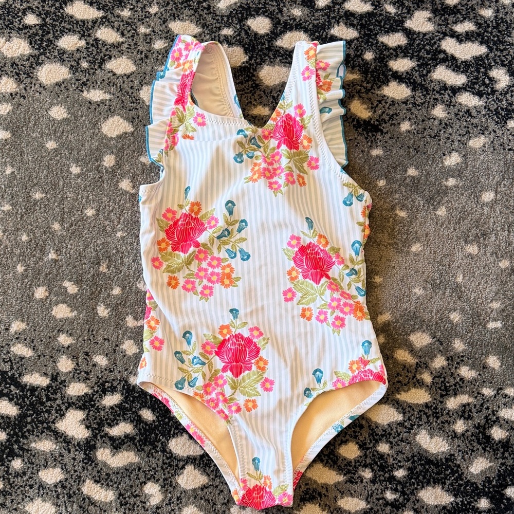 Pink Chicken Floral Ruffle Swimsuit